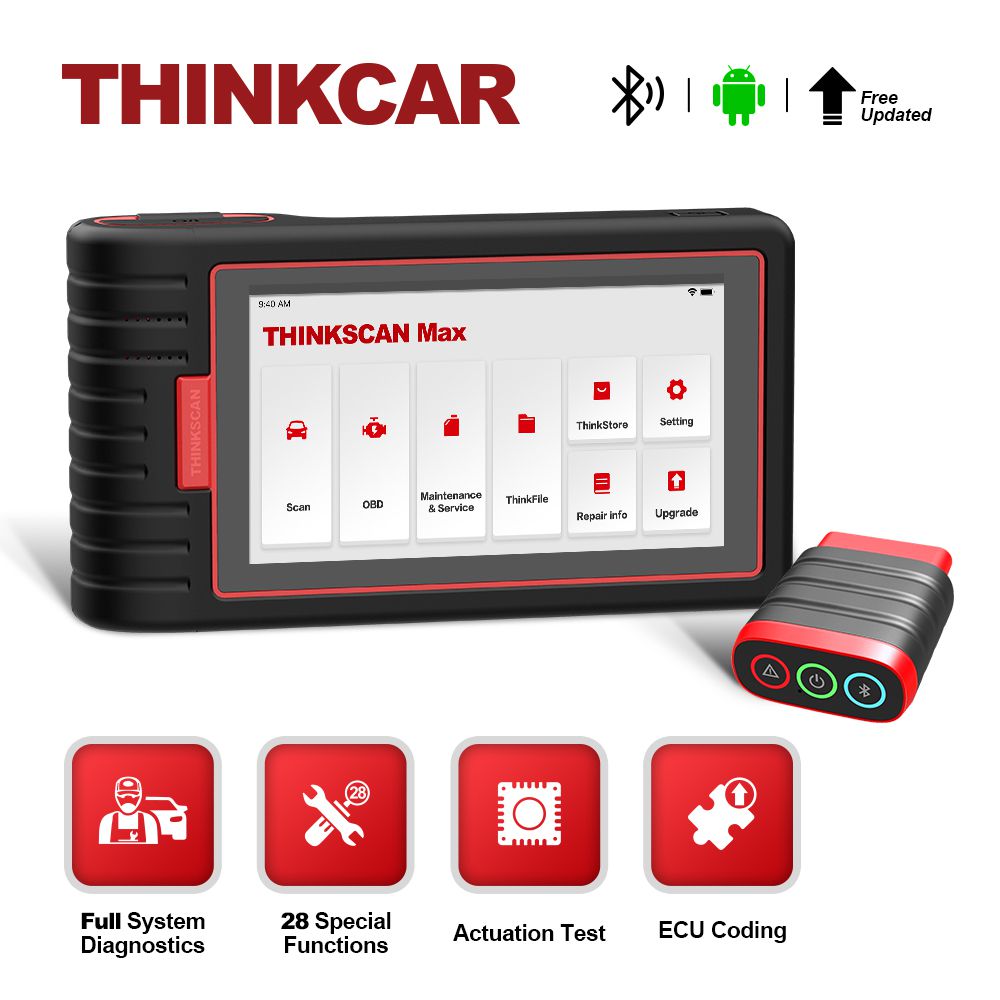 ThinkCar ThinkScan Max Full Systems OBD2 Scanner diagnóstico 28 Scanner de teste bidirecional CRP909E do serviço de restauração