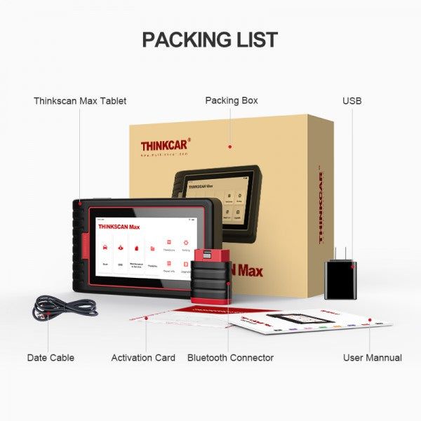 2024 THINKCAR ThinkScan Max 2 Ferramenta de varredura de diagnóstico com CAN-FD, FCA AutoAuth, todo o diagnóstico do sistema e 28+ resets, sangramento IMMO/ABS