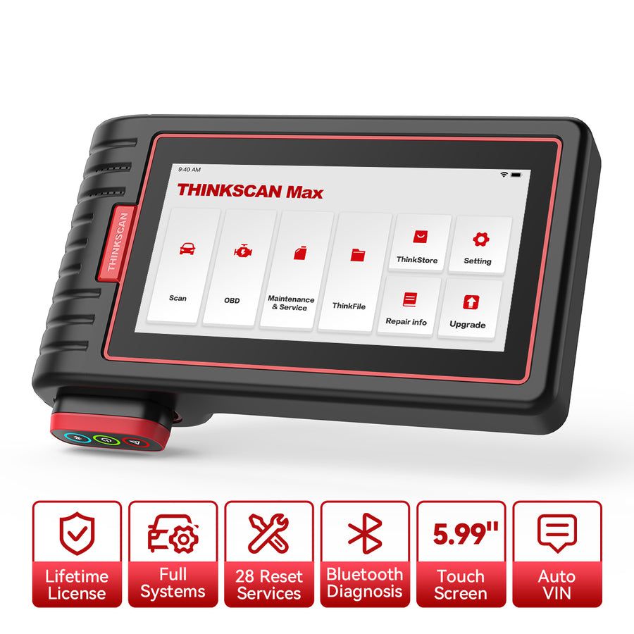 2024 THINKCAR ThinkScan Max 2 Ferramenta de varredura de diagnóstico com CAN-FD, FCA AutoAuth, todo o diagnóstico do sistema e 28+ resets, sangramento IMMO/ABS