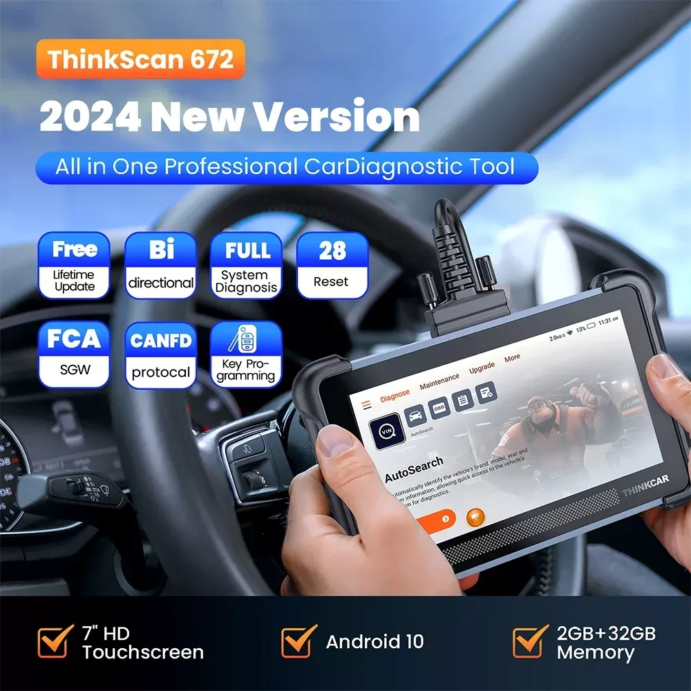 As ferramentas de diagnóstico do carro Thinkscan 672 do sistema completo do scanner do automóvel OBD2 suportam 28 redefinições atualização gratuita da vida inteira