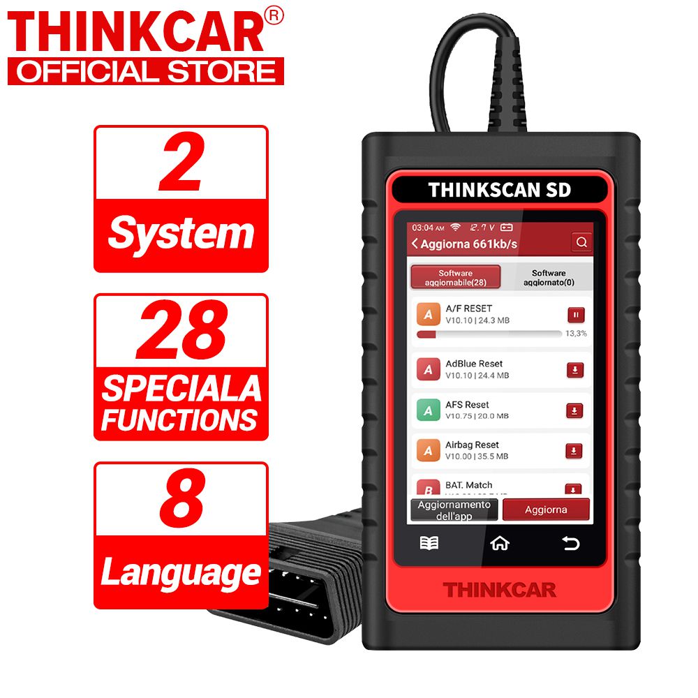 THINKCAR Thinkscan SD2 OBD2 Scanner Automotive ABS SRS Ferramentas de Diagnóstico Profissionais Todos os Sistemas Free UpdateCode Reader
