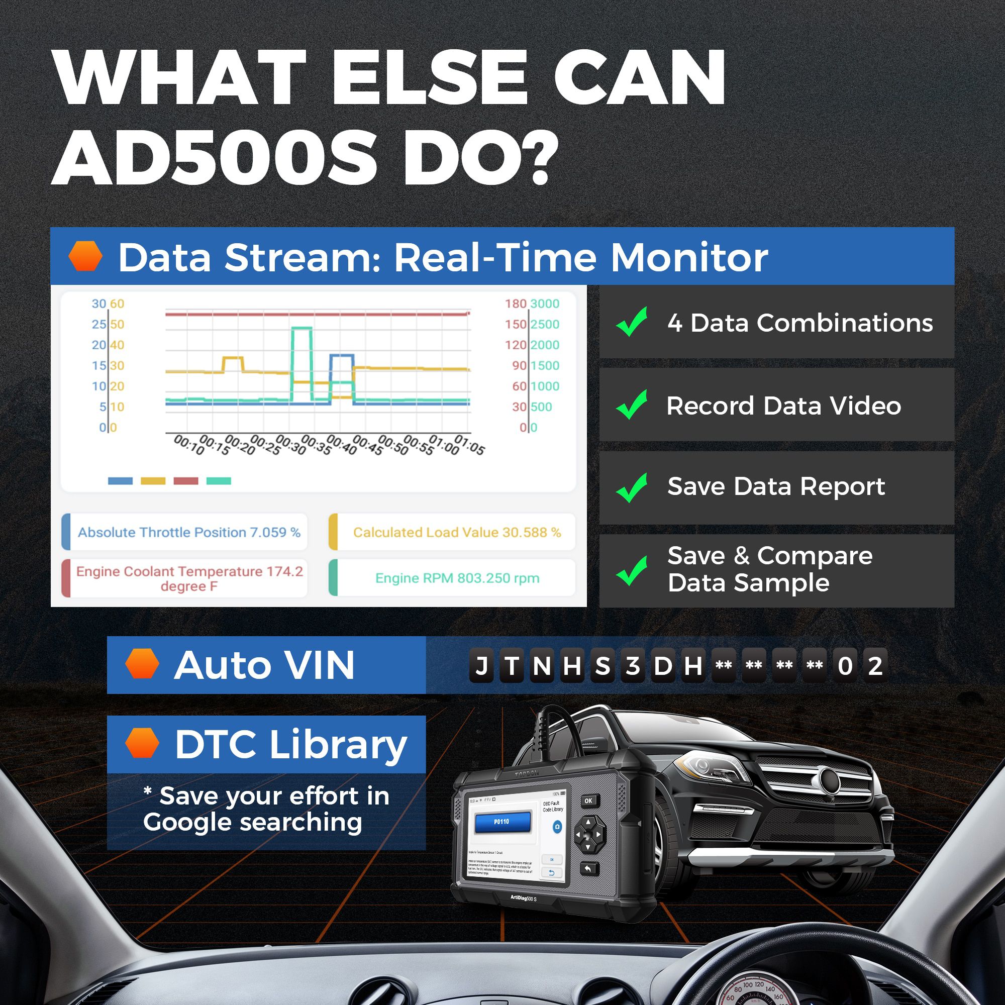Topdon ArtiDiag500S OBD2 Scanner Diagnóstico Todos os Sistemas ABS Airbag DPF Oil Reset Ferramenta de Diagnósticos Automotivos