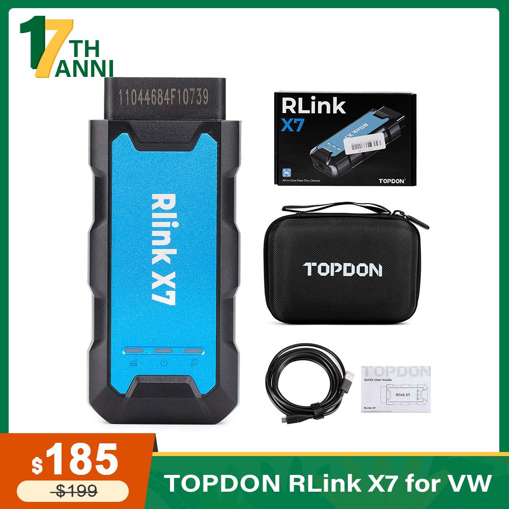 2025 TOPDON Rlink X7 para Volkswagen Suporte CANFD DOIP Programação de ECU Online Programação de chave de codificação de ECU Diagnósticos completos do sistema