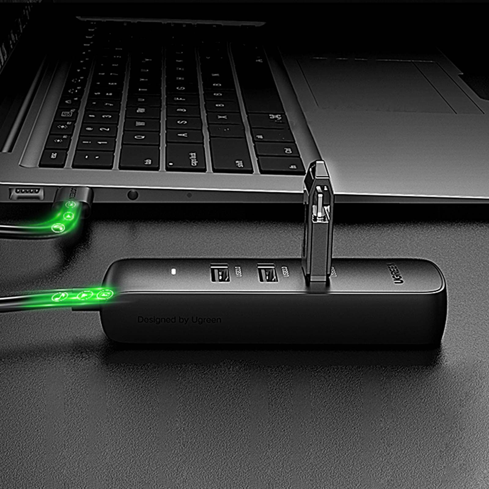 UGREEN USB 2.0 Hub Ethernet Adaptador USB Splitter USB para RJ45 Adaptador Cabo