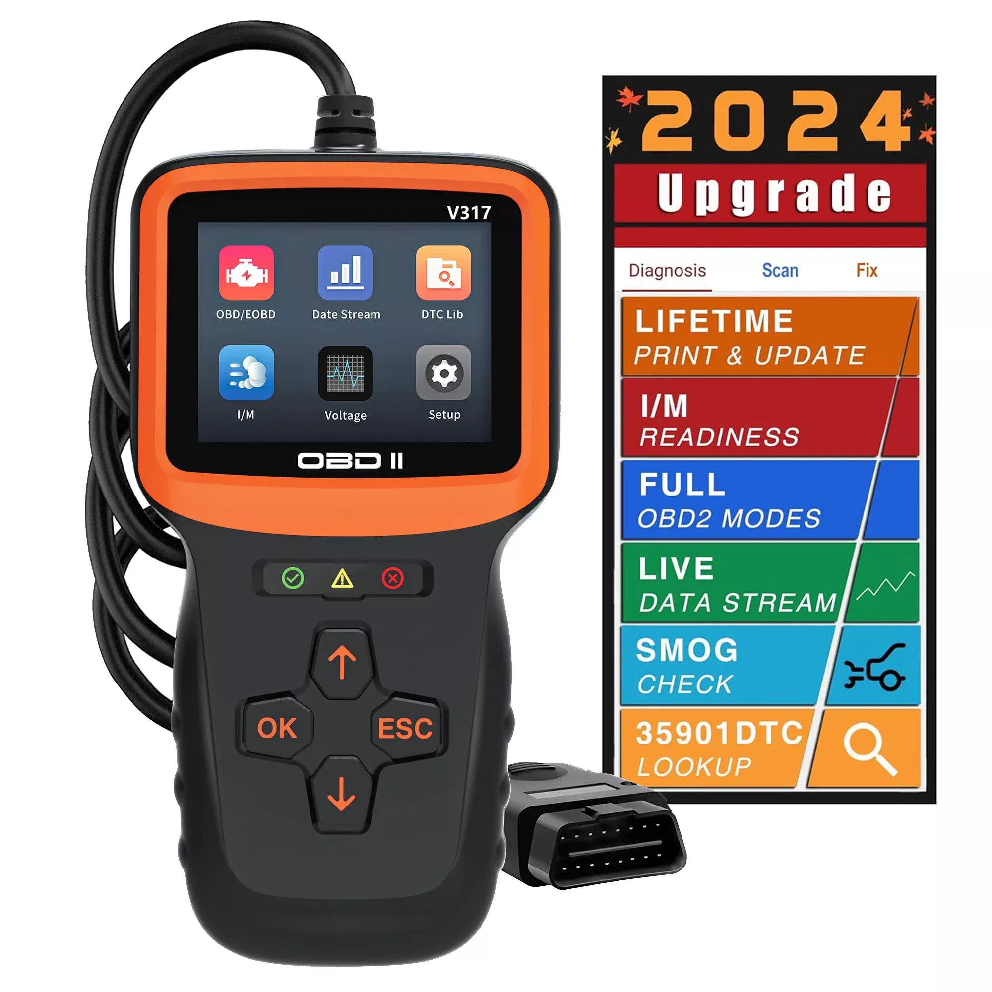 Leitores de código do motor do diagnóstico do scanner OBD2 do diagnóstico do carro V317 OBD2 com a prontidão de I/M de redefinição