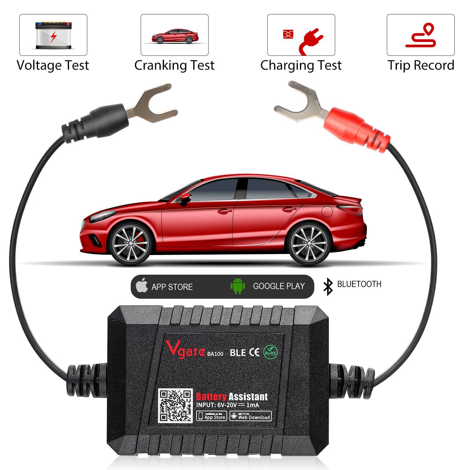 GODIAG GB101 Battery Assistant BlueTooth 4.0 Wireless 6-20V Automotive Battery Load Tester Diagnostic Analyzer Monitor para Android & iOS