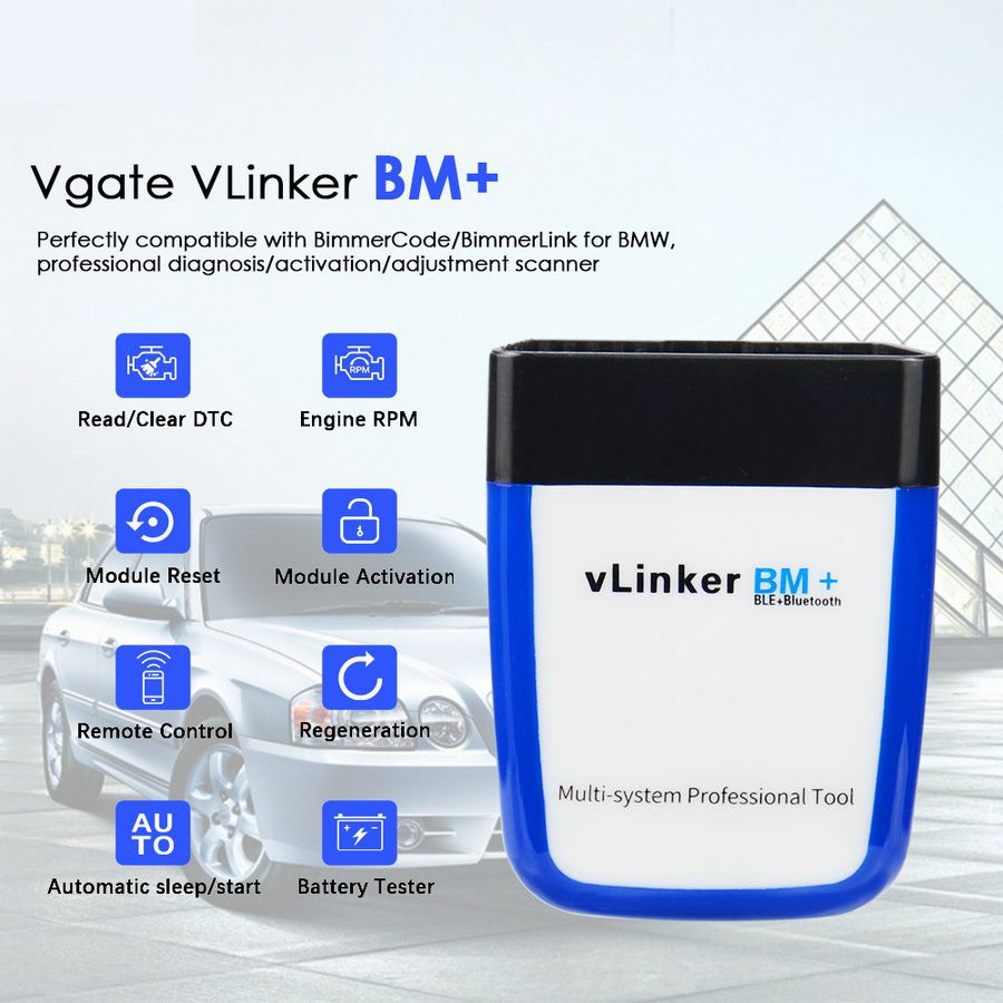 Vgate vLinker BM ELM327 OBD2 Scanner Para BMW Scanner wifi OBD 2 Ferramenta de Diagnóstico Do Carro Auto Bimmercode Bluetooth-Compatível ELM 327 V 1 5