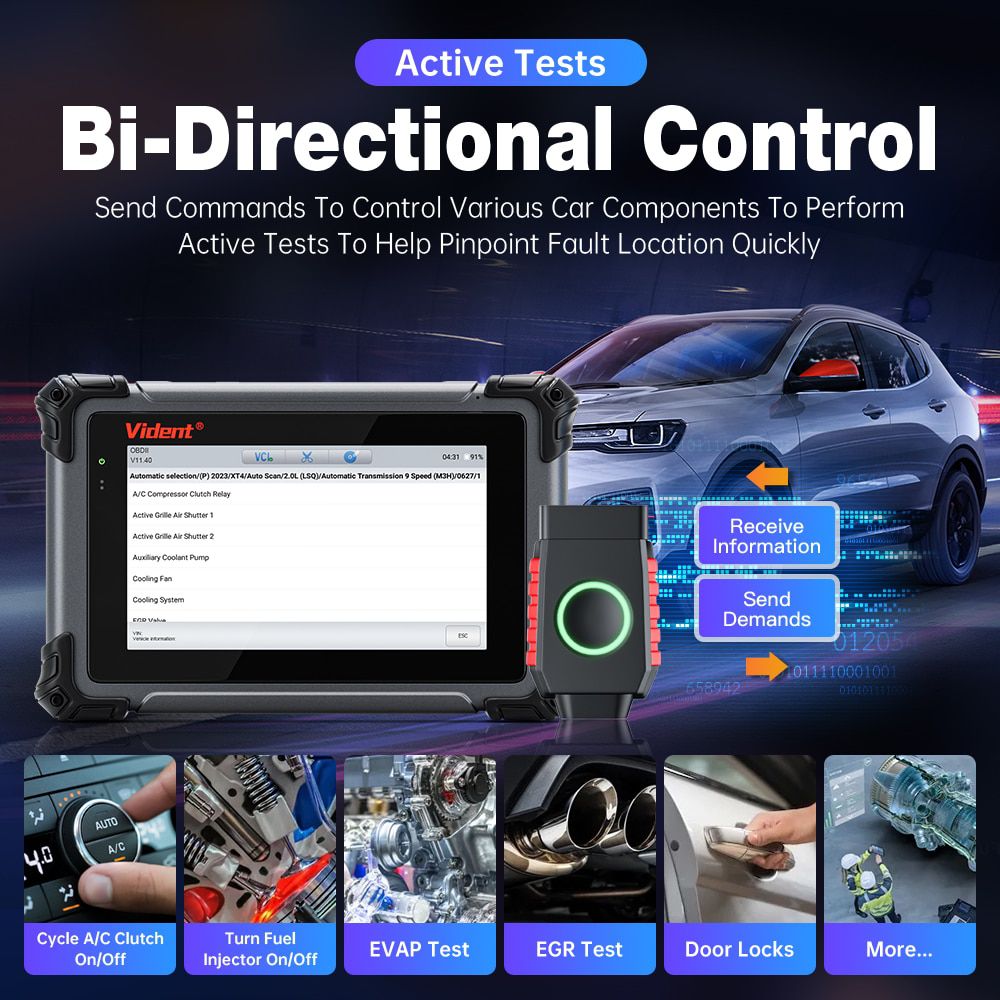 2023 Vident iSmart 800Pro BT All System Diagnostic Tool Code Reader com mais de 40 funções de reset Programador chave Auto VIN Active Test