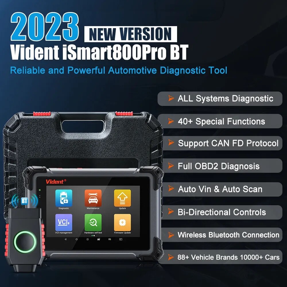 Vident iSmart800Pro BT OBD2 Bluetooth ferramentas de diagnóstico do carro 40 redefinir função chave programador ativo teste automático digitalização atualizações on-line
