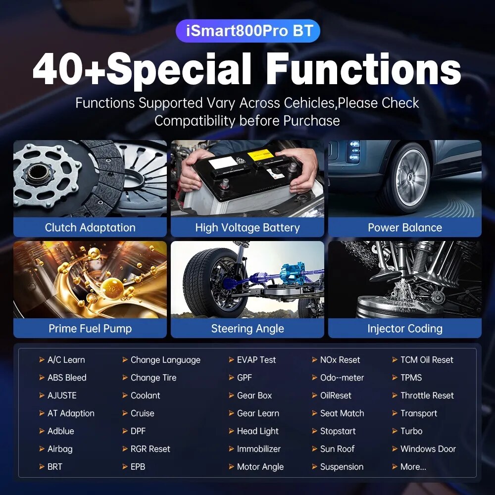 Vident iSmart800Pro BT OBD2 Bluetooth ferramentas de diagnóstico do carro 40 redefinir função chave programador ativo teste automático digitalização atualizações on-line