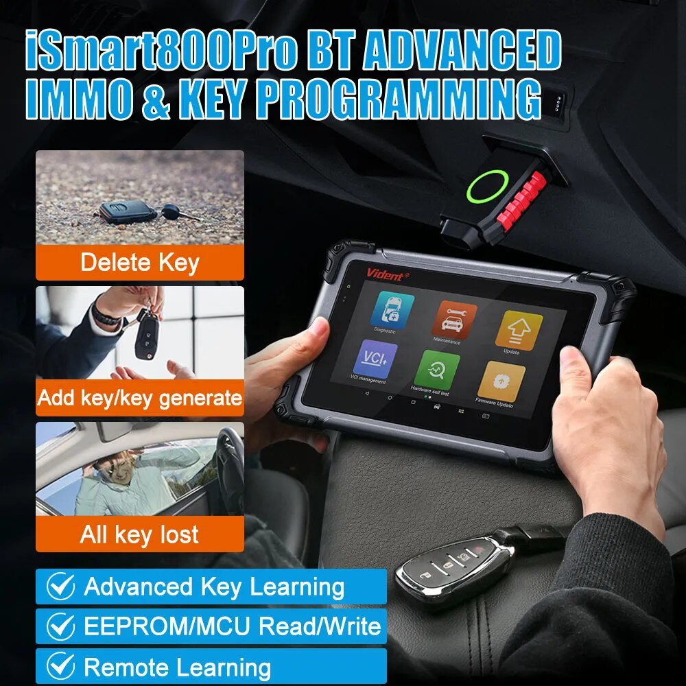 Vident iSmart800Pro BT OBD2 Bluetooth ferramentas de diagnóstico do carro 40 redefinir função chave programador ativo teste automático digitalização atualizações on-line