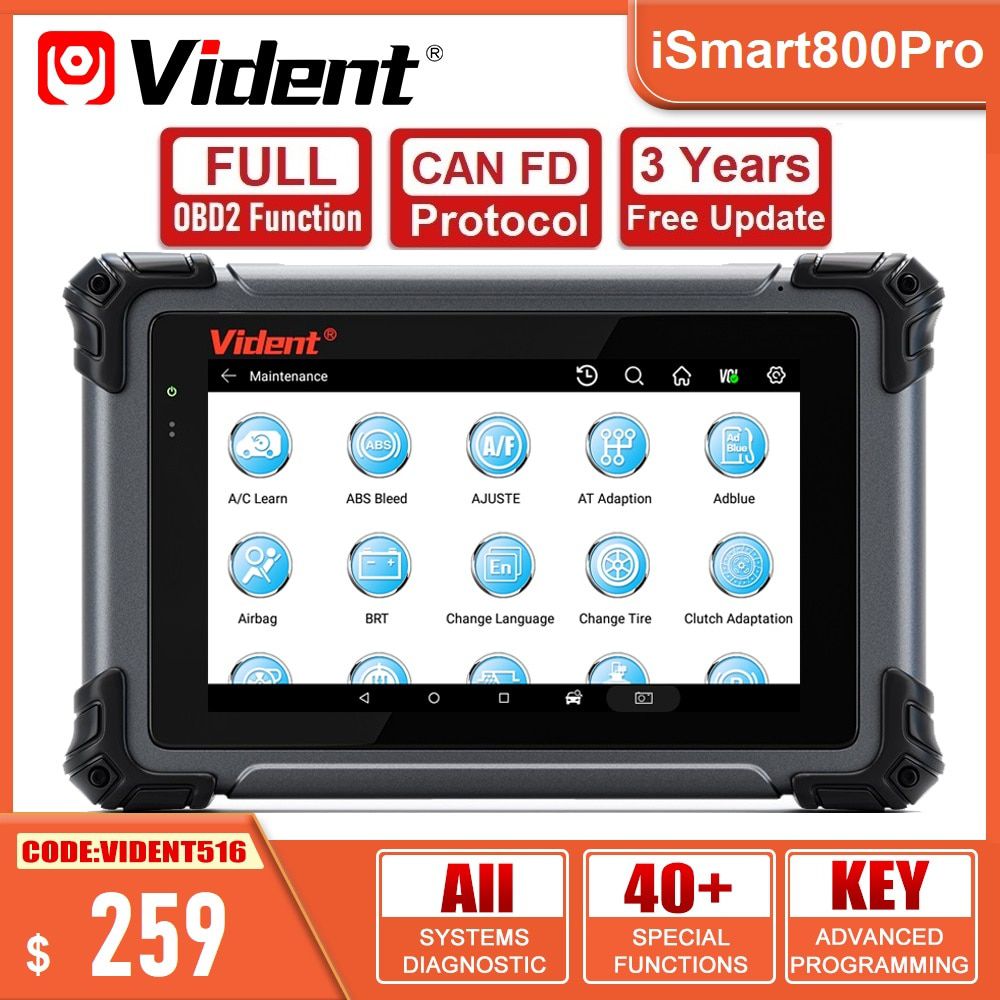 Vident ISMART 800PRO Profissional Ferramenta de Diagnóstico Do Carro Chave Programação Bi-Directional Controle CAN FD Função OBD2 Scanner Ferramentas