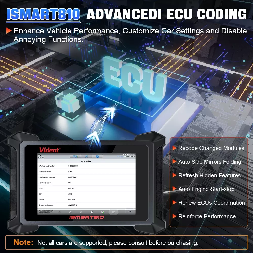 VIDENT iSmart810 OBD2 Scanner Auto Car ferramentas de diagnóstico ECU codificação chave programação controle bidirecional
