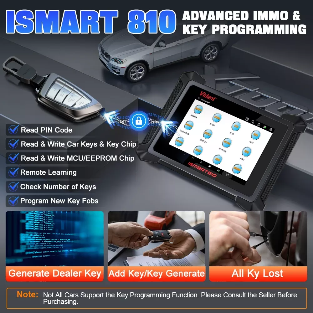 VIDENT iSmart810 OBD2 Scanner Auto Car ferramentas de diagnóstico ECU codificação chave programação controle bidirecional