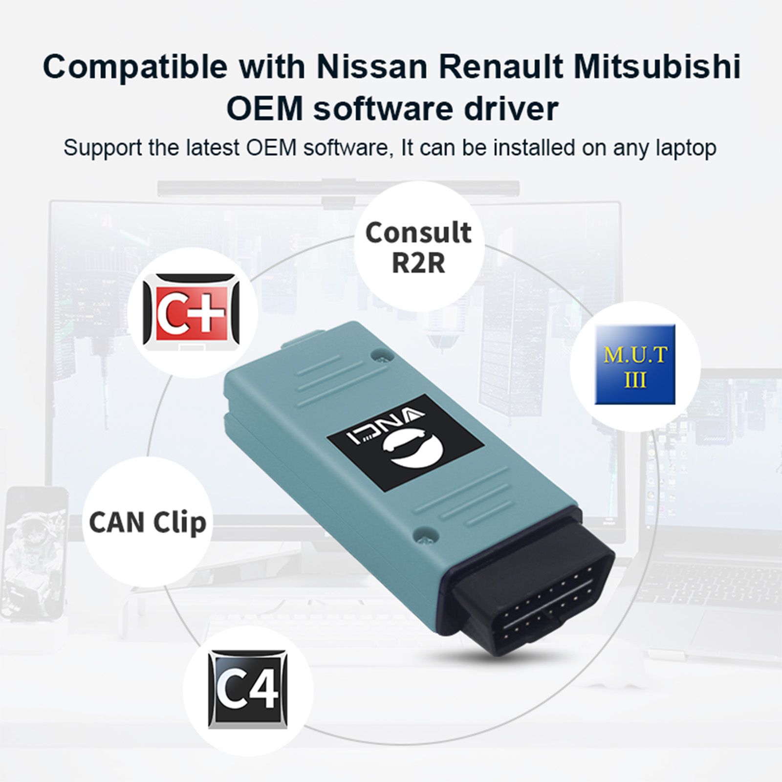 2025 VNCI RNM Nissan Renault Mitsubishi 3-em-1 interface de diagnóstico