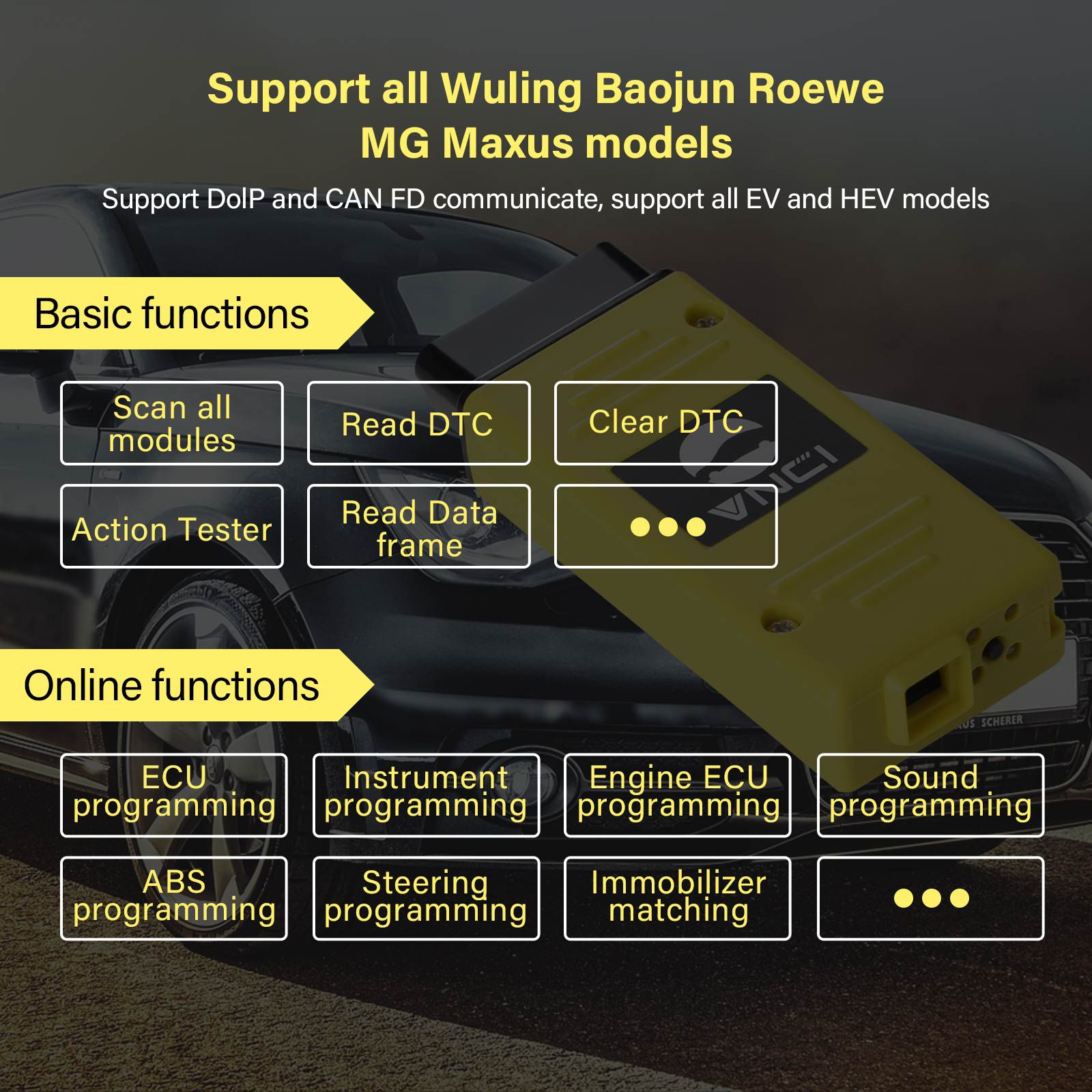 VNCI VDI3 Rongwei MG Wuling Baojun Datong interface diagnóstica Plug and Play