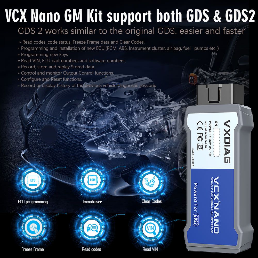 Versão USB VXDIAG VCX Nano para GM/OPEL GDS2 V2022.05 Tech2WIN 16.02.24 Ferramenta de diagnóstico