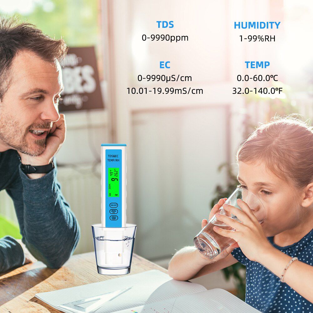 Yieryi 4 em 1 CE/TDS/Temperatura/Umidade Medidor Bluetooth-Compatível APP Testador de Qualidade de Água Online ATC Para Beber Aquário
