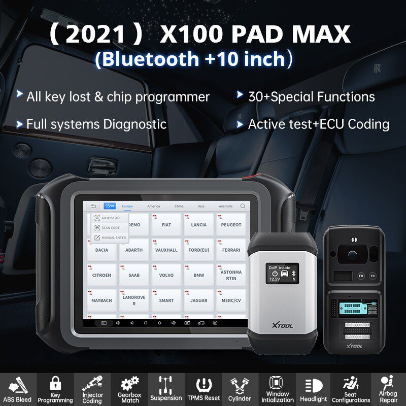 Xtool X100 Max X100 PAD Programador de chave IMMO OE-Nível Todos os sistemas Diagnóstico com ECU Coding 30 + Serviço Com KC501 KS01/02 Toda a Chave Perdida