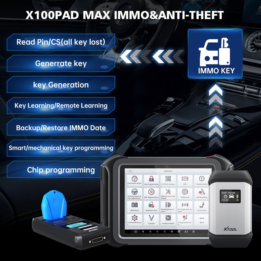 Xtool X100 Max X100 PAD Programador de chave IMMO OE-Nível Todos os sistemas Diagnóstico com ECU Coding 30 + Serviço Com KC501 KS01/02 Toda a Chave Perdida