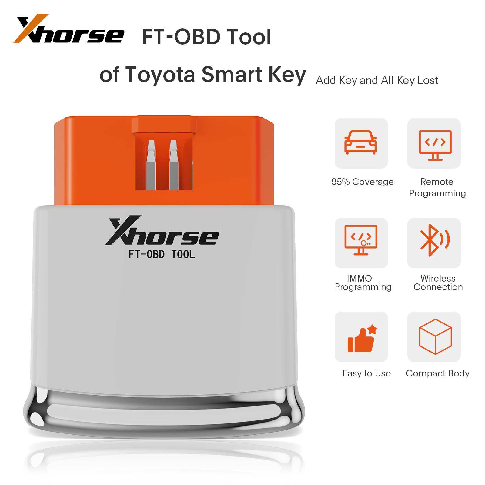 2023 Xhorse MINI OBD FT-OBD da ferramenta para Toyota Smart Key Support Adicione a chave e toda a chave perdida