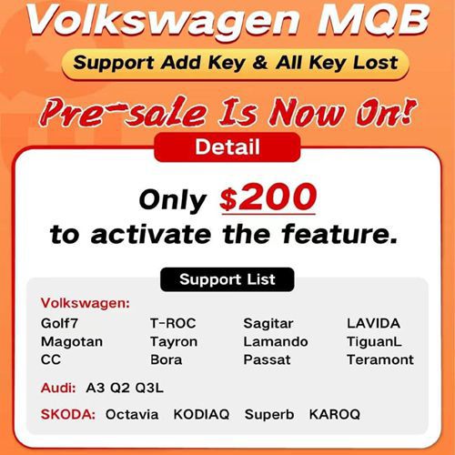 2023 Xhorse Volkswagen MQB Suporte Adicionar Chave & Toda a Chave Perdida Licença Adequado para Chave Ferramenta Plus Pad ou VVDI2 + VVDI Prog