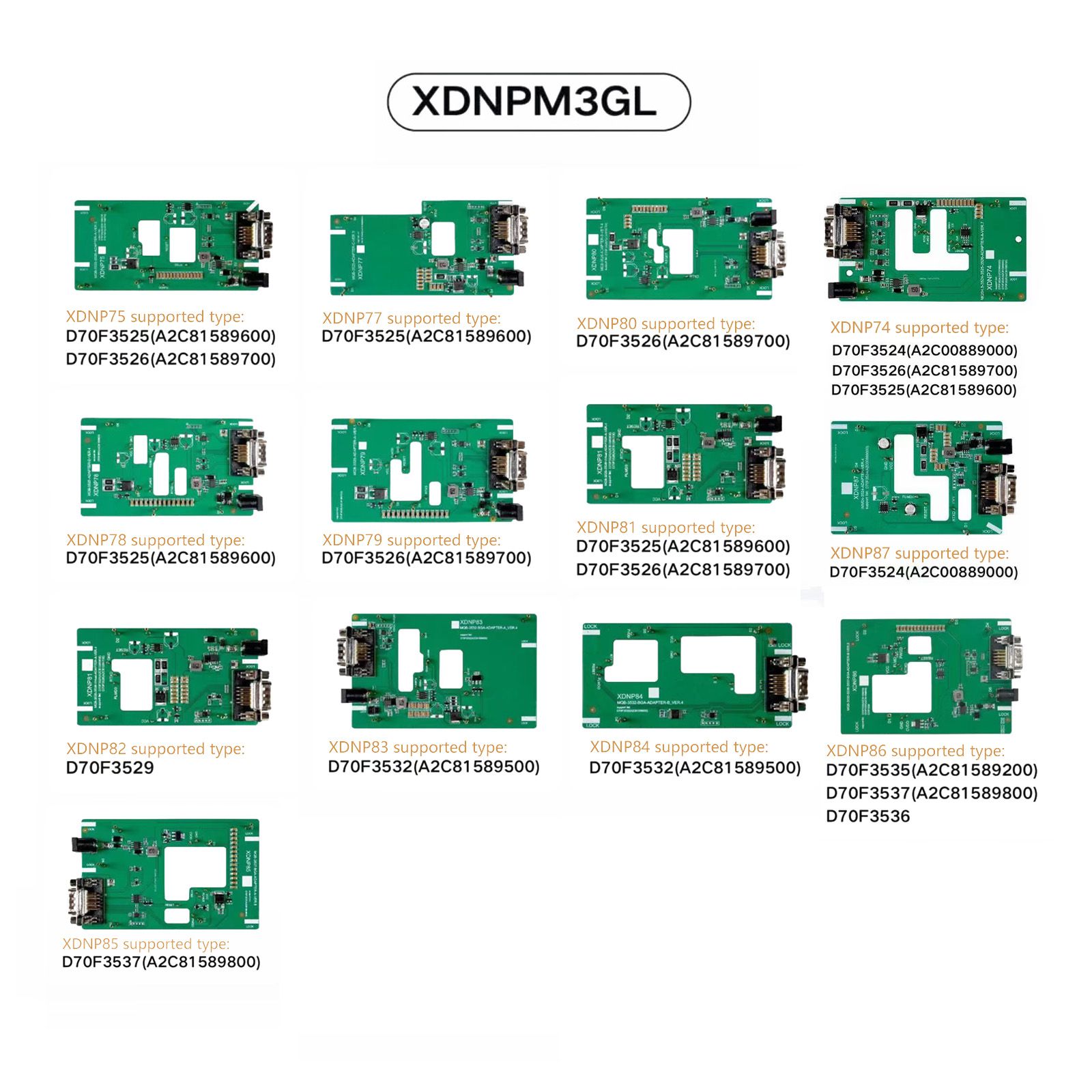 2024 Xhorse MQB48 Sem desmontagem Sem solda 13 adaptadores de conjunto completo XDNPM3GL
