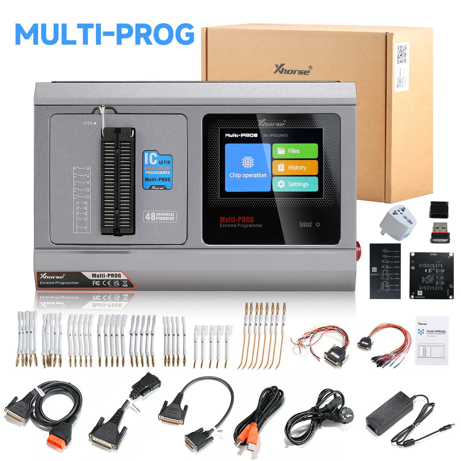 Xhorse Multi Prog Programador Multi-Prog com VH24 VH29 VH30 VH31 Adaptadores e MQB48 XDNPM3GL 13 Adaptadores de Conjunto Completo