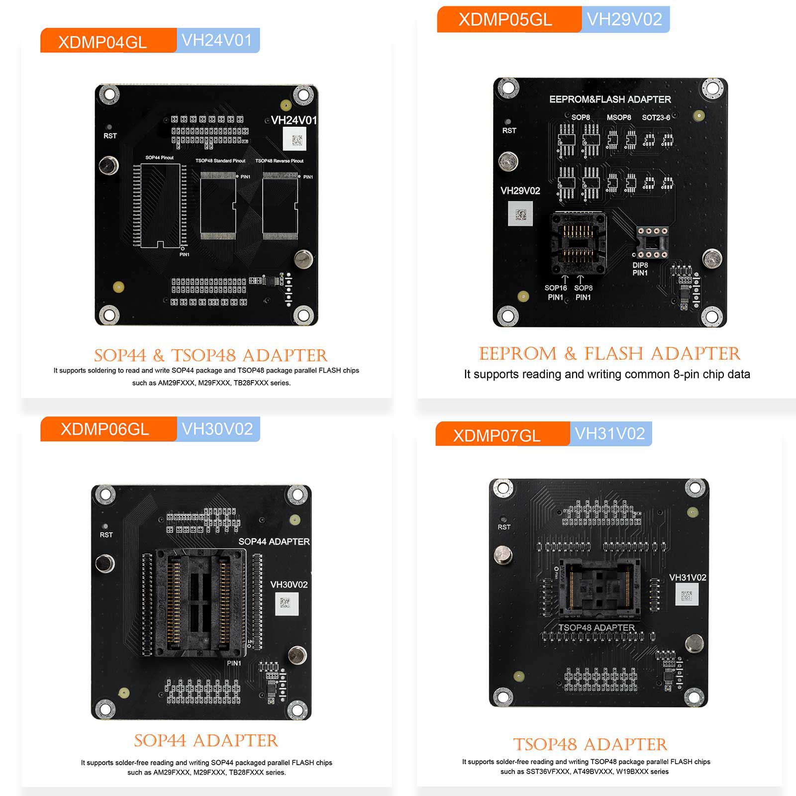 Xhorse Multi Prog Programador Multi-Prog com VH24 VH29 VH30 VH31 Adaptadores e MQB48 XDNPM3GL 13 Adaptadores de Conjunto Completo