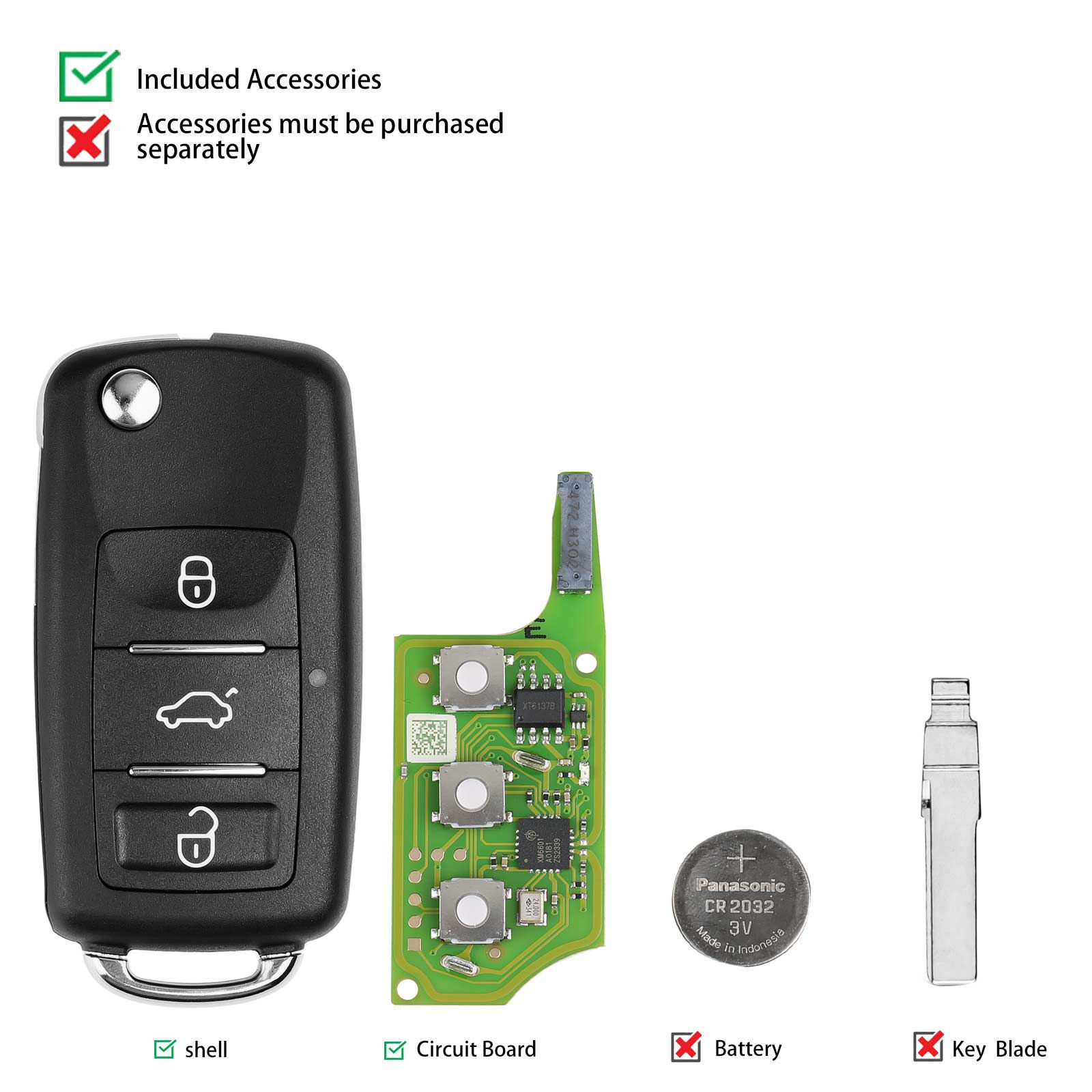 2024 Xhorse XEB510EN Volkswagen B5 Tipo Super Remote com XT27B Super Chip 5pcs / lote