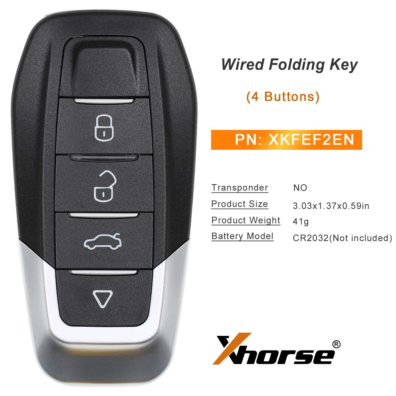 XHORSE XKFEF2EN FA.LL Tipo chave dobrável com fio 4 botões vermelho brilhante chave remota universal 5pcs / lote