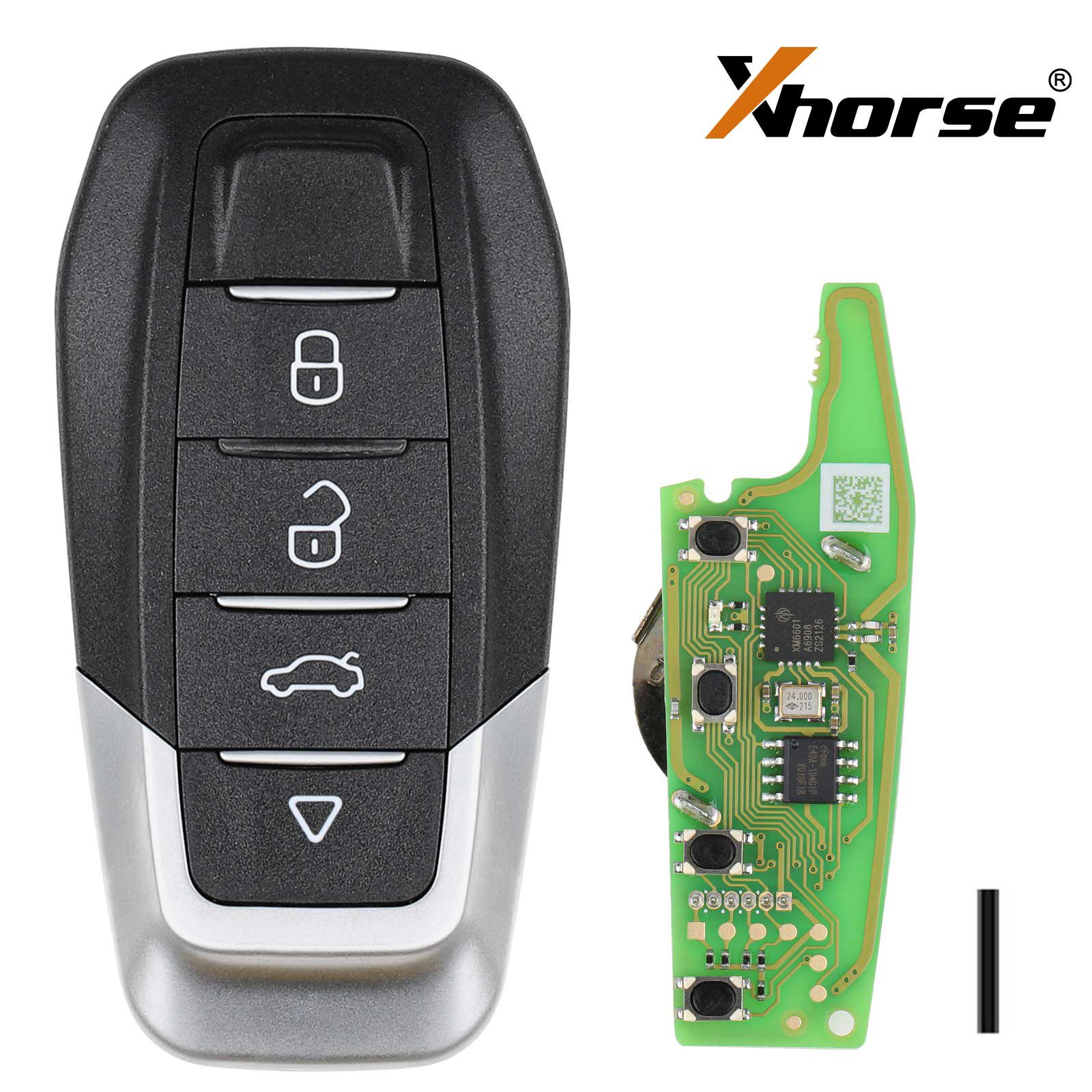 Xhorse XKFEF6EN FA.LL Tipo chave dobrável com fio 4 botões preto brilhante chave remota universal 5pcs / lote