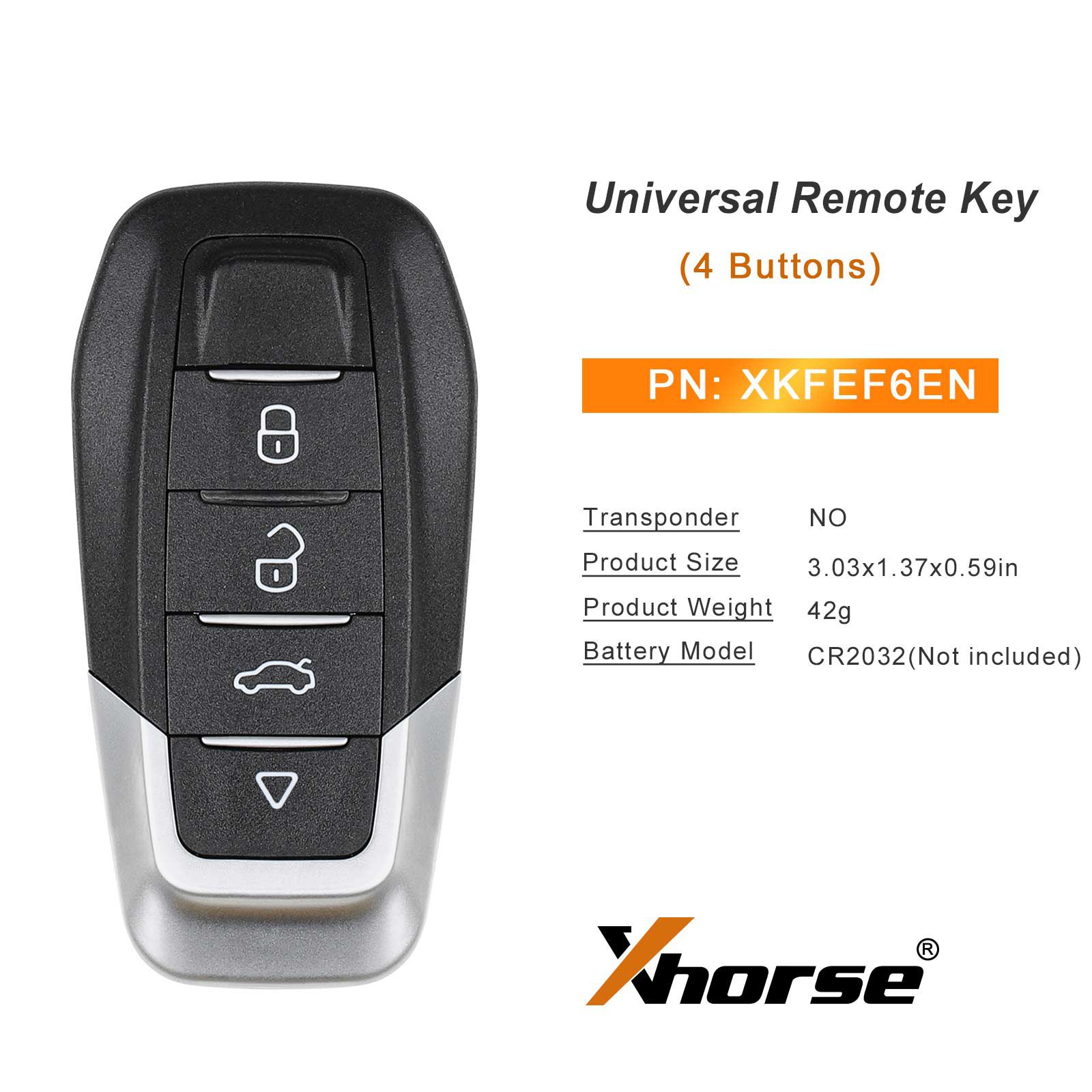 Xhorse XKFEF6EN FA.LL Tipo chave dobrável com fio 4 botões preto brilhante chave remota universal 5pcs / lote