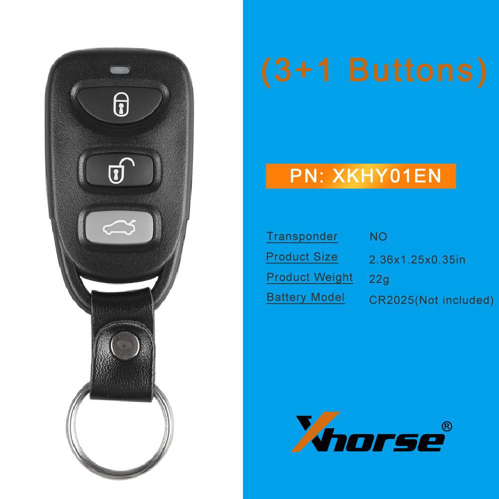 Xhorse XKHY01EN Fio Remoto Chave Hyundai 3 + 1 Botões Versão Inglês 5 pçs/lote