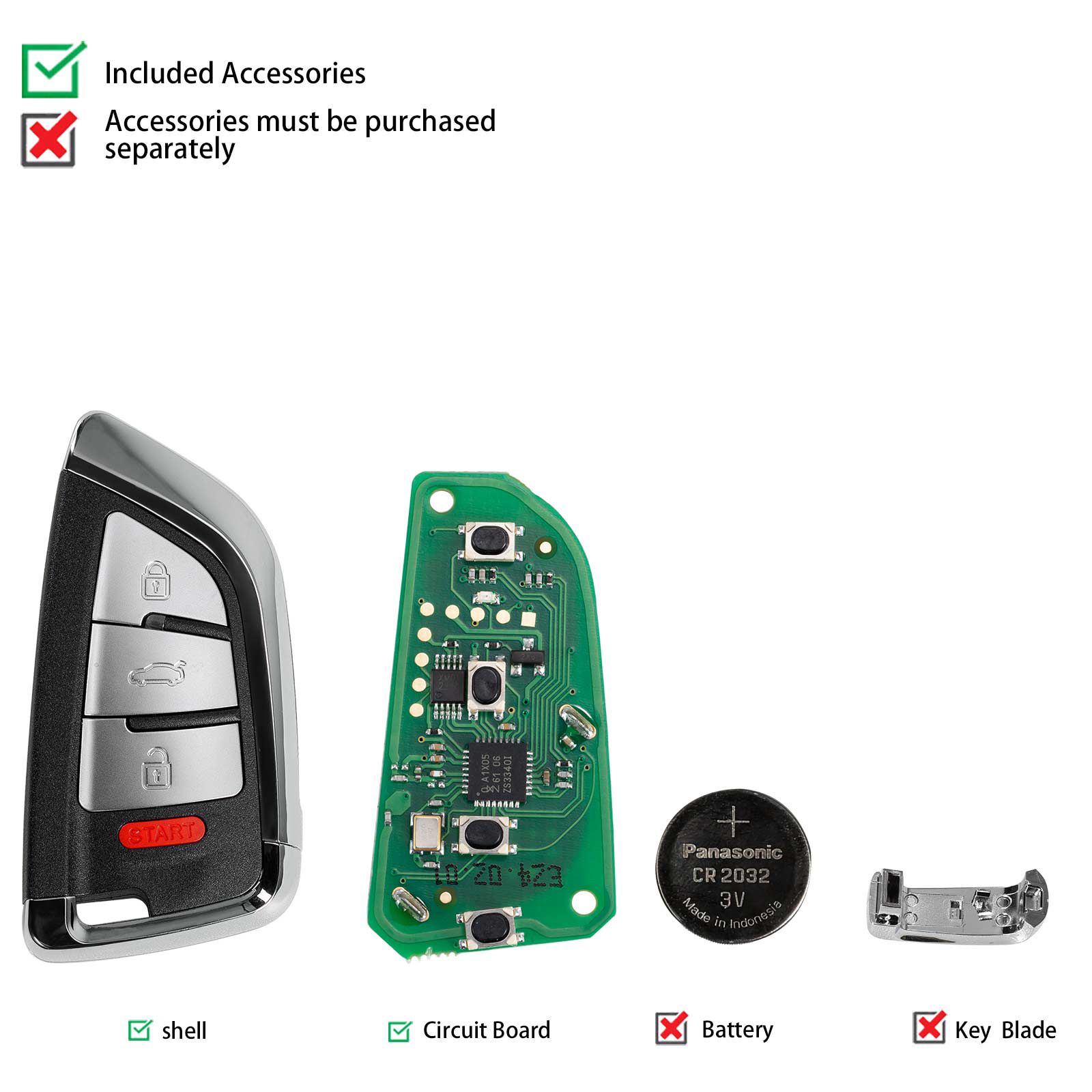 2024 XHORSE XSDFX2EN Estilo de faca pequena 4 botões da série XS Universal Smart Key 5pcs / lote