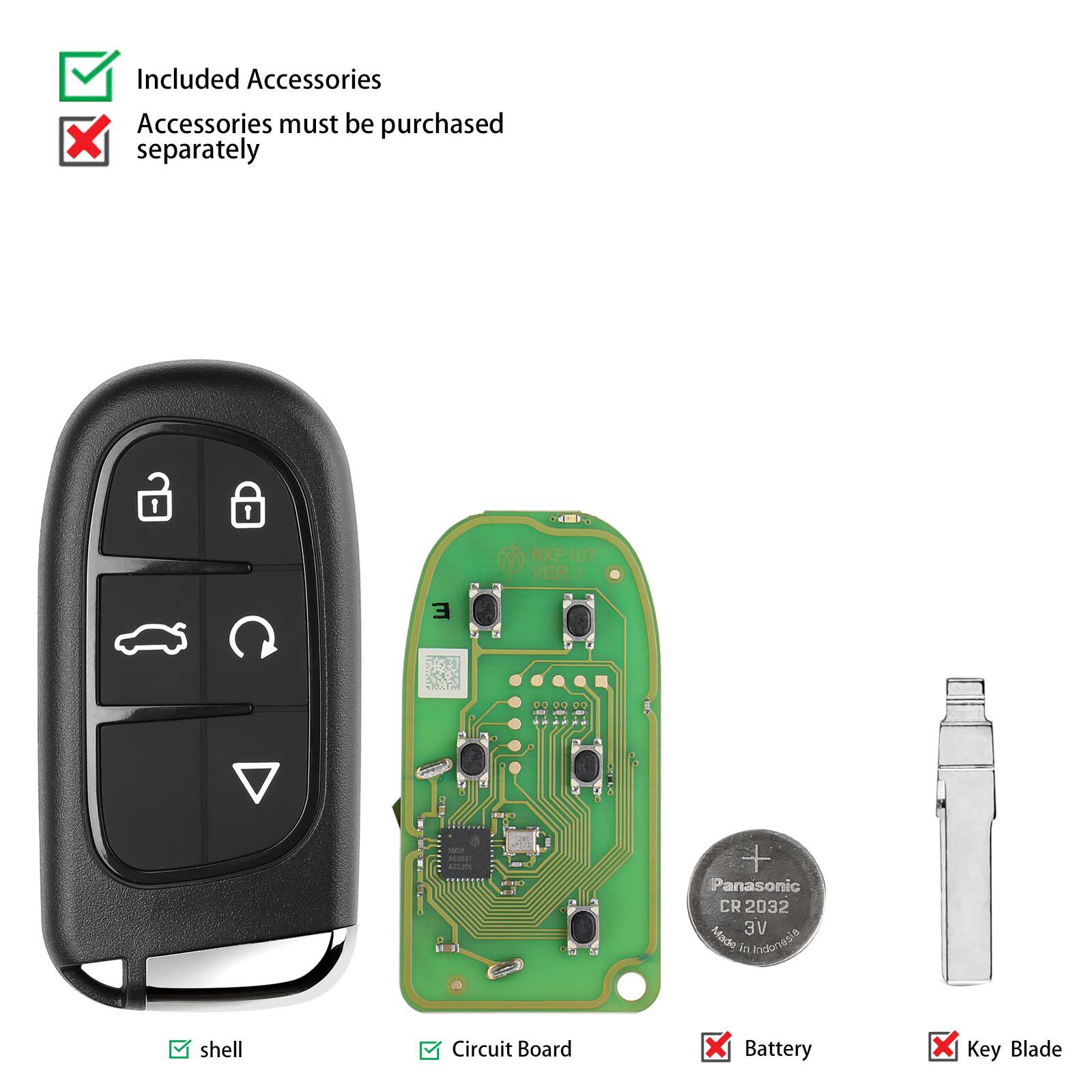 XHORSE XSJP01EN brinquedo.T XM38 Universal Smart Key 5pcs / lote