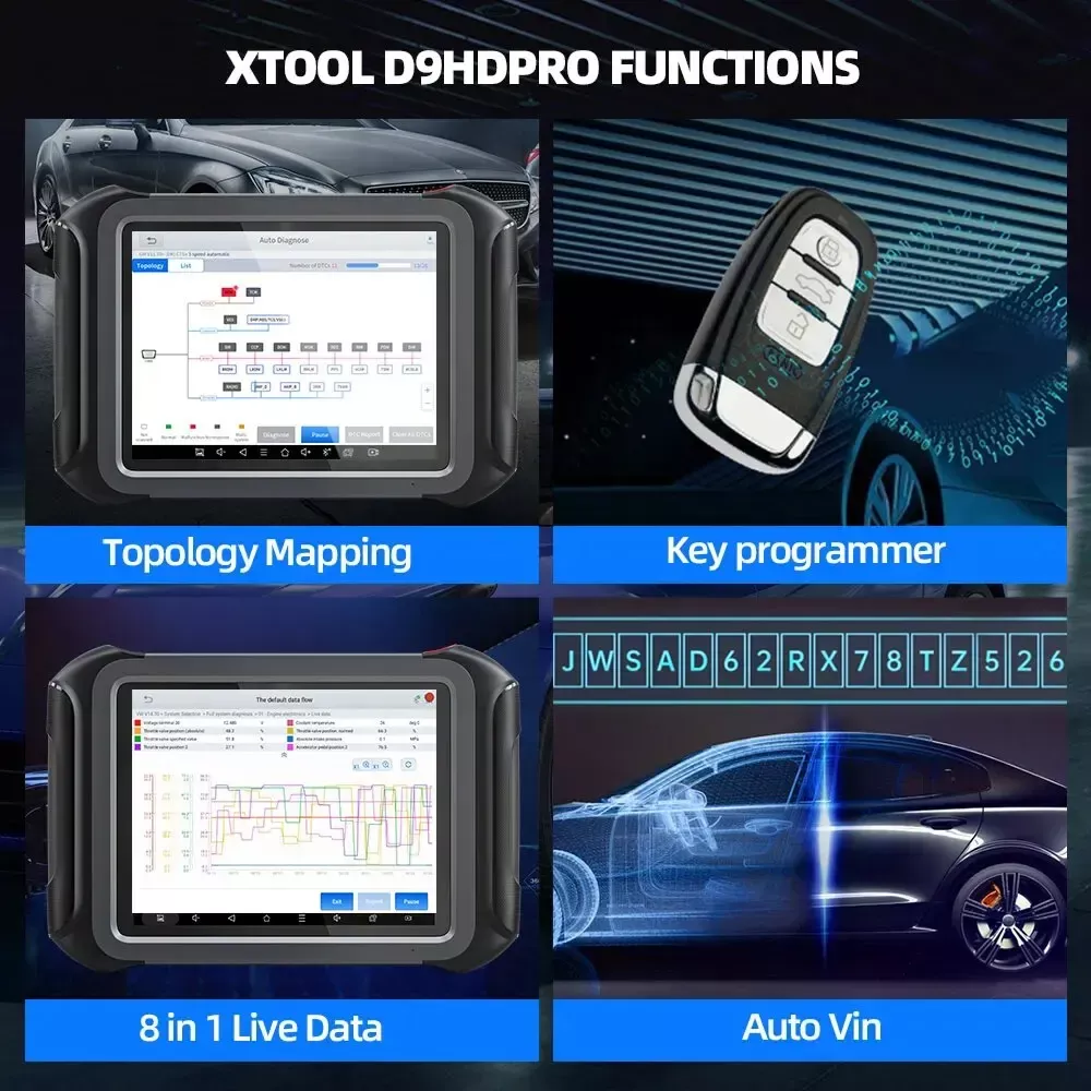XTOOL D9HD 12V carro e caminhão 24V ferramenta de diagnóstico de funções completas para ferramentas mecânicas de oficina do scanner de trabalho pesado