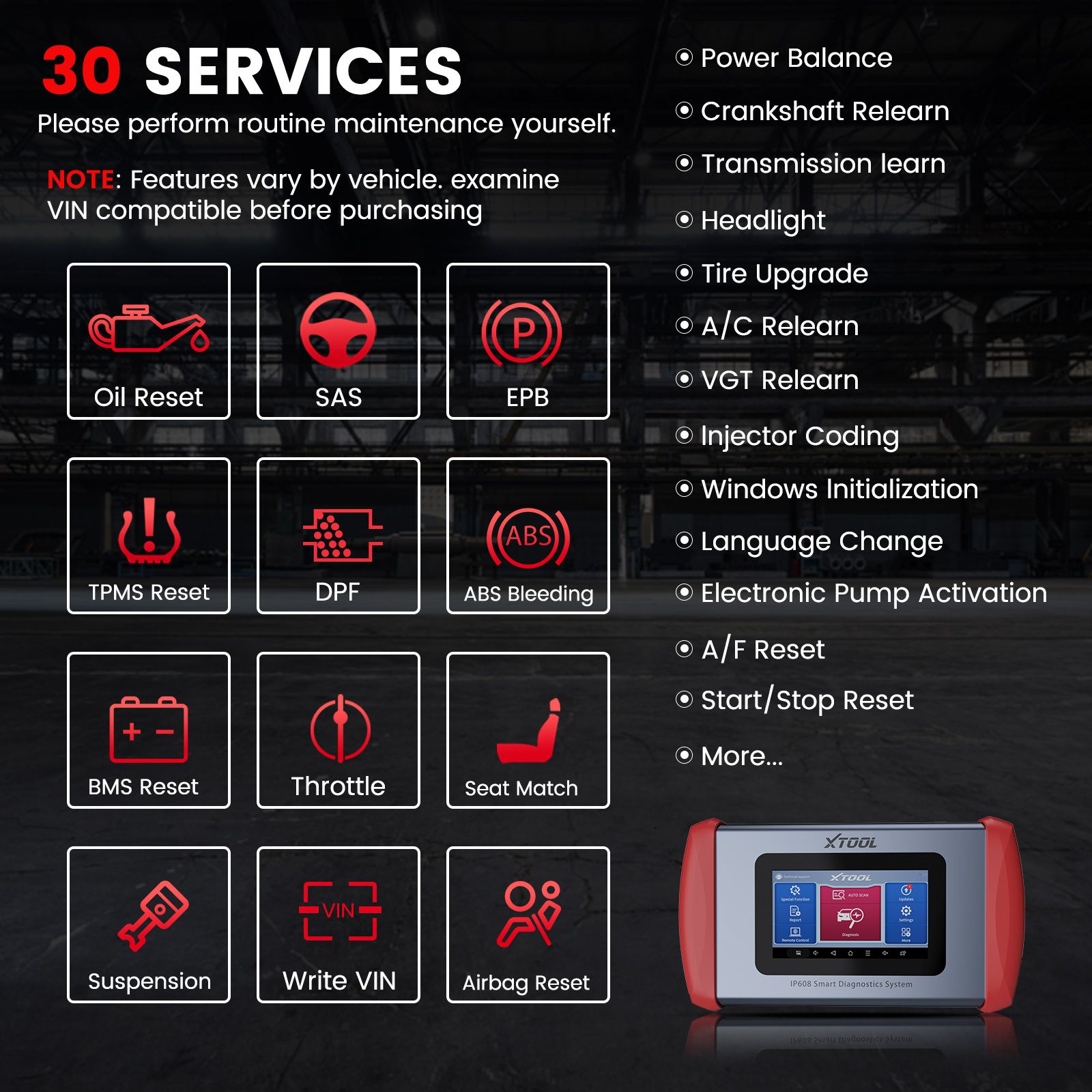 Suporte completo da ferramenta de diagnóstico do sistema do leitor IP608 OBD2 de XTOOL Inplus pode FD 30+ serviços e atualização gratuita da vida
