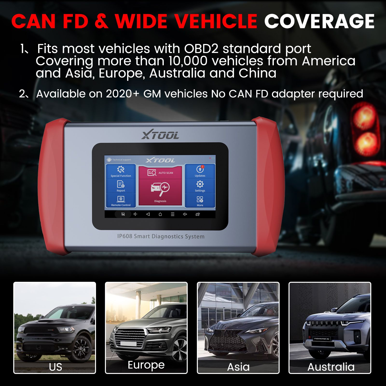 Suporte completo da ferramenta de diagnóstico do sistema do leitor IP608 OBD2 de XTOOL Inplus pode FD 30+ serviços e atualização gratuita da vida