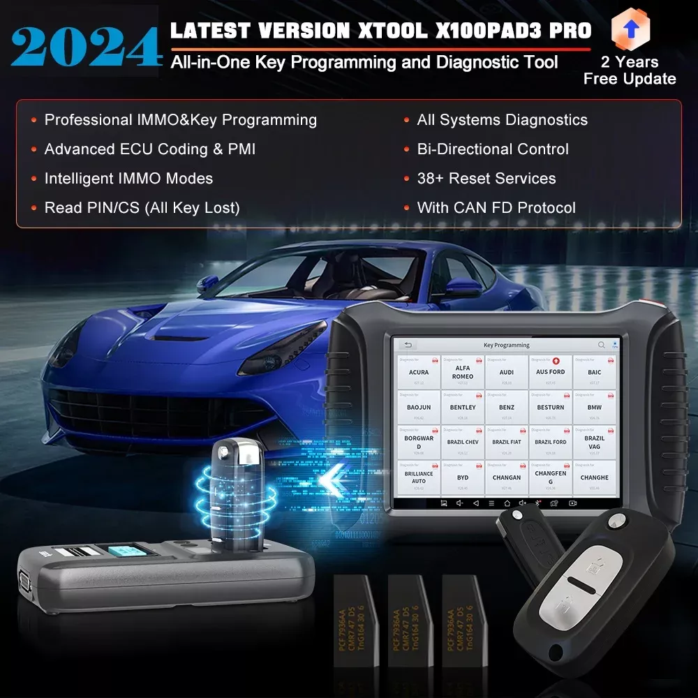 XTOOL X100 PAD3 Pro ferramentas de programação chave ferramentas bidirecionais de varredura com 38+ serviços diagnóstico completo do carro com KC501 toda a chave perdida