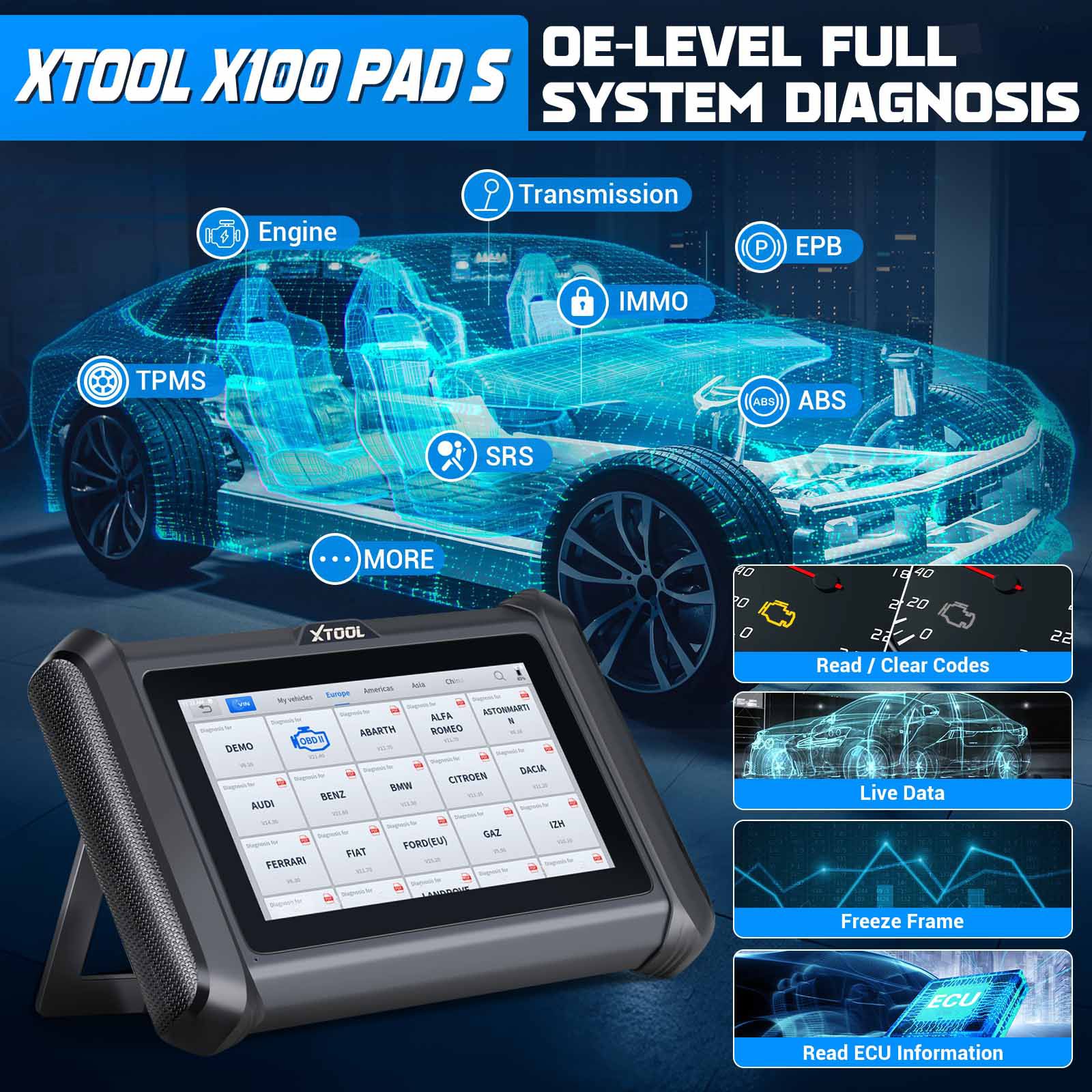 XTOOL X100 PADS Key Programmer com CAN FD DOIP incorporado suporta 23 funções de serviço Substituir X100 PAD 2 anos Atualização gratuita