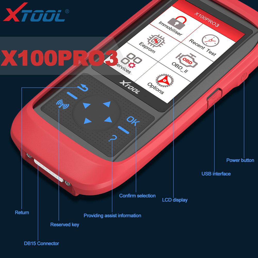 XTOOL X100 Pro3 Professional Auto Key Programmer Adicionar EPB, ABS, TPS Reset Funções Atualização gratuita Lifetime