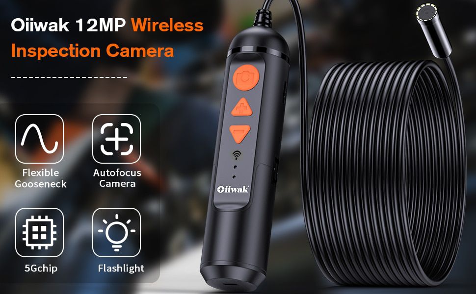 12MP Endoscópio Câmera Autofoco WiFi Endoscópio Mini Came