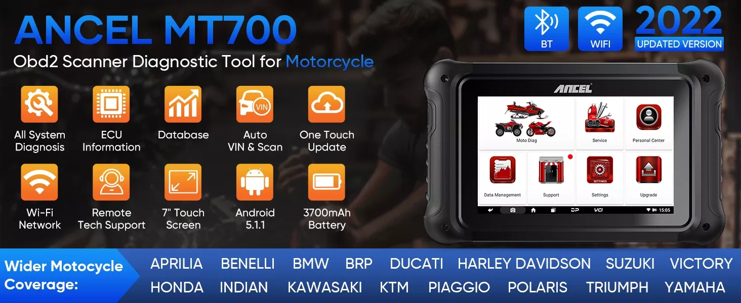 Scanner da motocicleta ANCEL MT700 OBD2