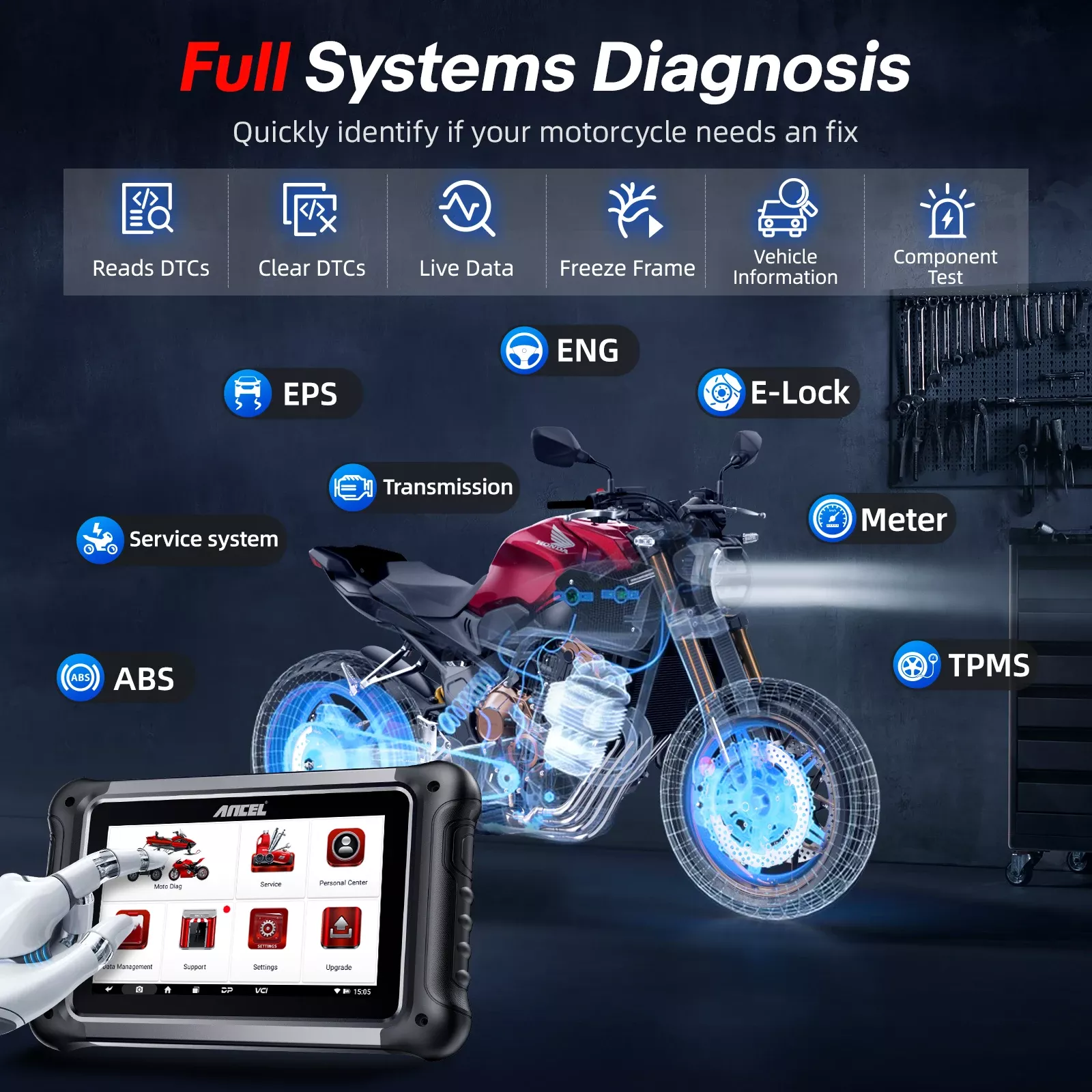 Scanner da motocicleta ANCEL MT700 OBD2