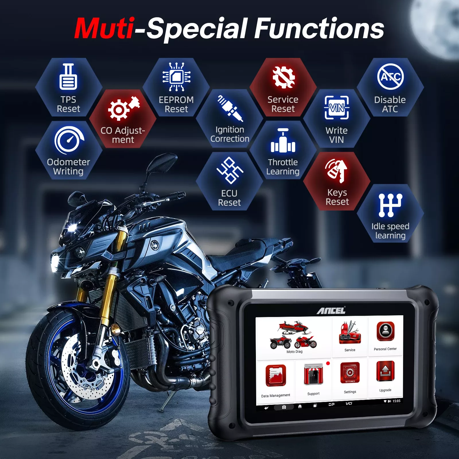 Scanner da motocicleta ANCEL MT700 OBD2