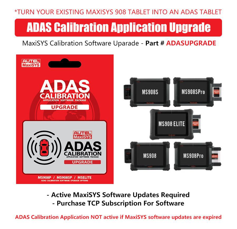 Cartão de atualização de software AUTEL ADAS para MS908, MSElite, MS909, MS919 e Ultra Tablets
