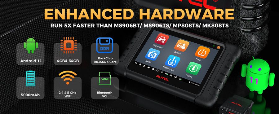 Ferramenta de diagnóstico AUTEL MaxiDAS DS808S-TS com codificação avançada da ECU e serviço TPMS