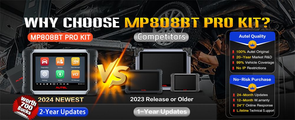 Autel MaxiPRO MP808BT Pro Kit com adaptadores OBDII 