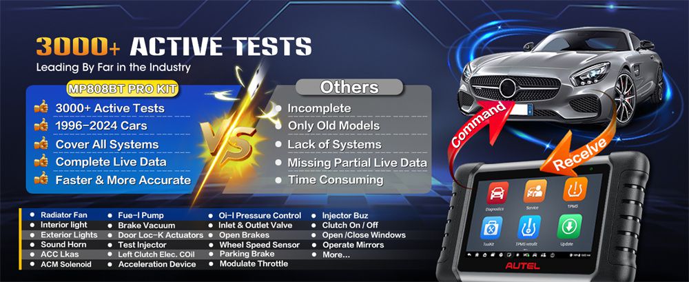Autel MaxiPRO MP808BT Pro Kit com adaptadores OBDII 